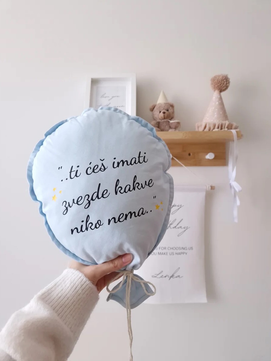 Balon Ti ćeš imati zvezde font – dekoracija za dečiju sobu, Lenkolino